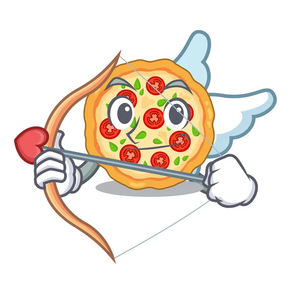 Cupid Margherita pizza in een cartoon oven — Stockvector