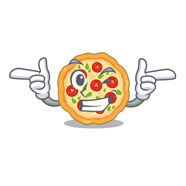 Wink margherita pizza geserveerd het karakter bord — Stockvector