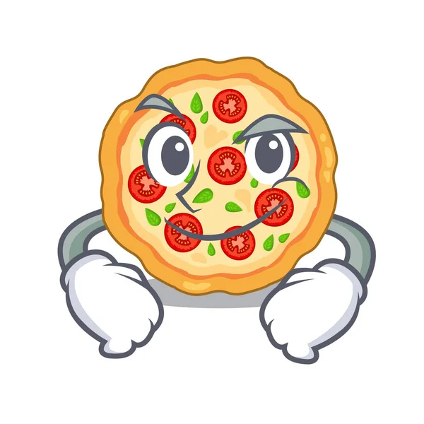 Smirking Margherita pizza diende het tekenbord — Stockvector