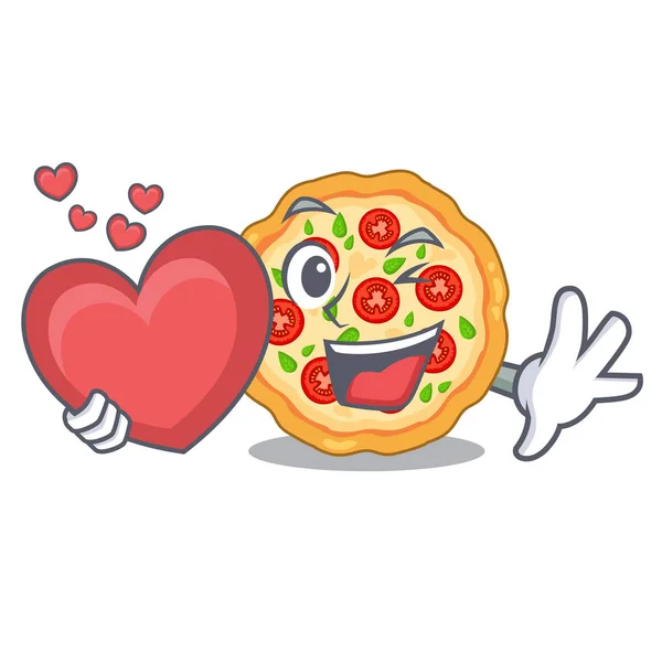 Z sercem margherita pizza izolowane z kreskówek — Wektor stockowy