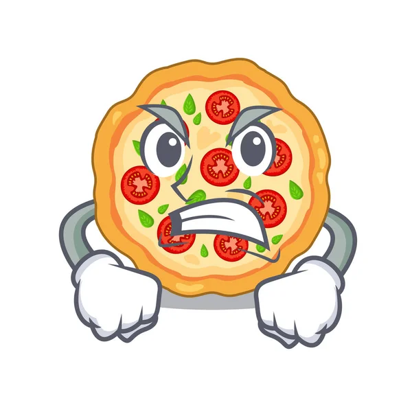 Angry margherita pizza isolated with the cartoons — Stock Vector