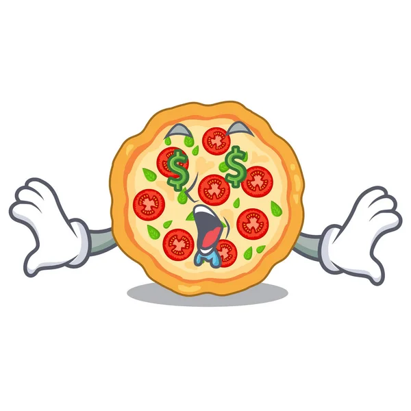 Pieniądze oko Margherita Pizza w kształcie maskotki — Wektor stockowy