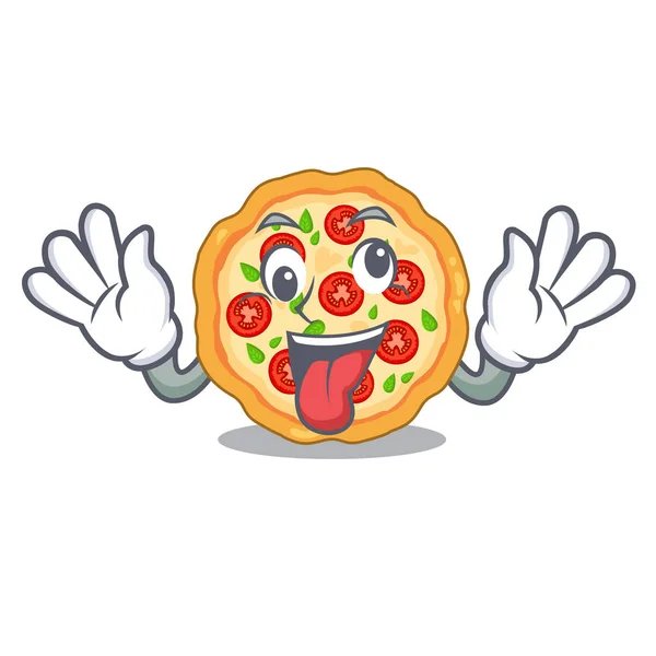 Pazzo margherita pizza a forma di mascotte — Vettoriale Stock