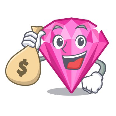 Para çantası pembe elmas karakter makyaj masasının üstünde