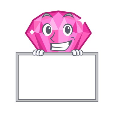 Karakter makyaj masası üzerinde tahta pembe elmas ile grinning