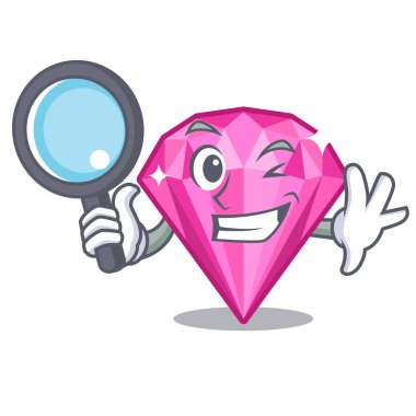 Dedektif pembe elmas karikatür ile izole