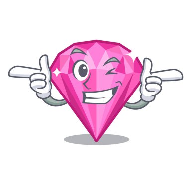 Çizgi filmle izole edilmiş pembe elmas.