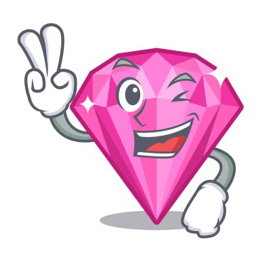 Karikatür ile izole iki parmak pembe elmas