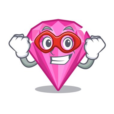 Süper kahraman pembe elmas karikatür ile izole