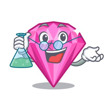 Profesör pembe elmas karikatür ile izole