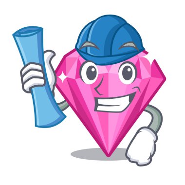 Mimar pembe elmas karikatür ile izole