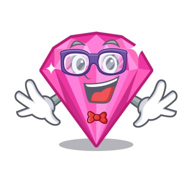 Geek pembe elmas karikatür ile izole