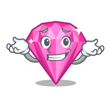 Karikatür ile izole pembe elmas sırıtarak