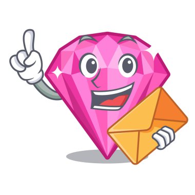 Çizgi filmle izole edilmiş pembe elmasla