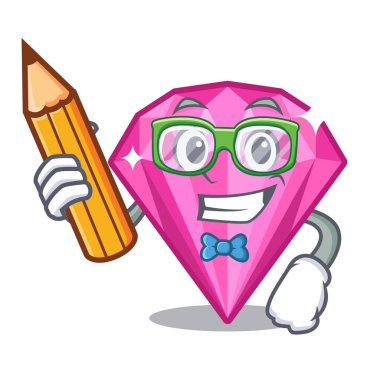 Öğrenci pembe elmas karikatür ile izole