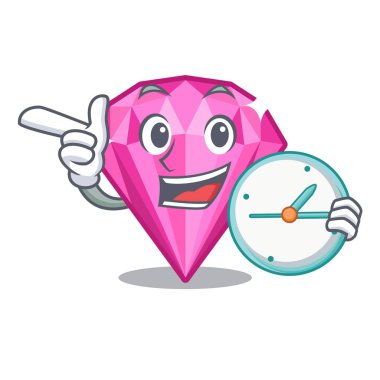 Çizgi filmle izole edilmiş pembe elmasla.