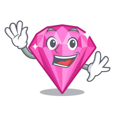 Karikatür ile izole pembe elmas sallayarak