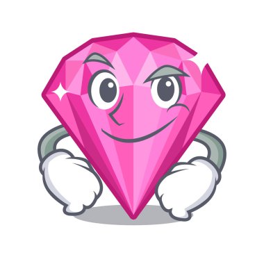 Karikatür ile izole pembe elmas sırıtan