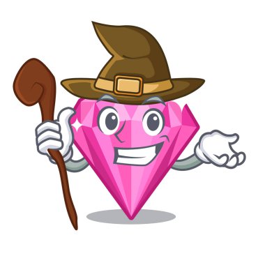 Maskot şeklinde pembe bir cadı.