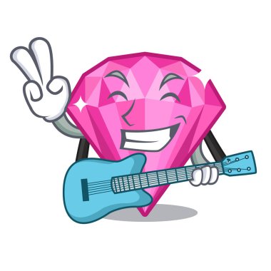 Maskot şeklinde pembe bir gitarla