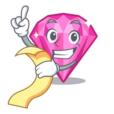 Maskot şeklinde pembe bir elmasla