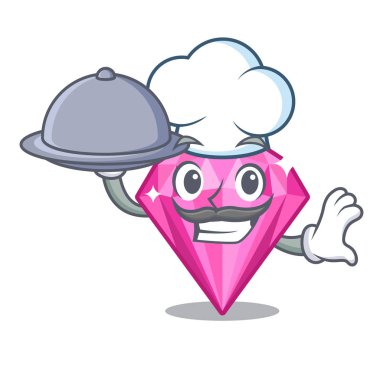 Maskot şeklinde gıda pembe elmas ile Şef
