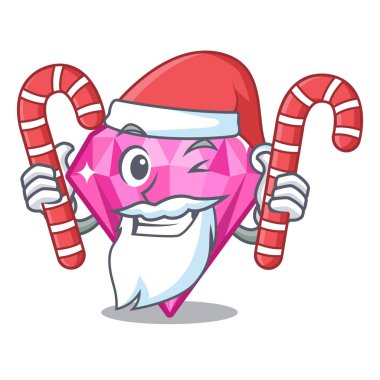 Bir karikatür kutusunda şeker pembe elmas ile Santa