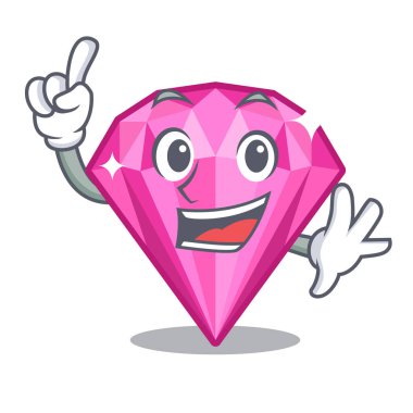 Bir karikatür kutusunda parmak pembe elmas