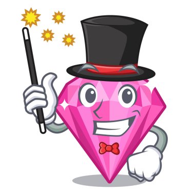 Bir karikatür kutusunda Sihirbaz pembe elmas