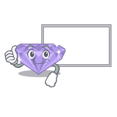 Maskot kutusunda kurulu mor elmas ile Thumbs up