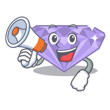 Maskot kutusunda megafon menekşe elmasla