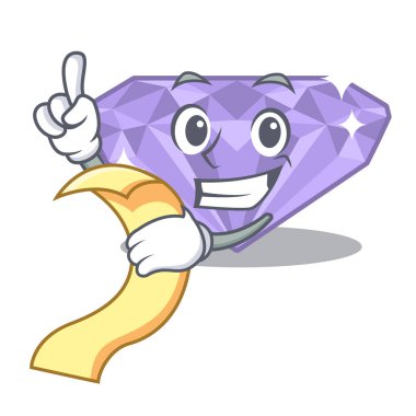 Menü menüde, karikatür çantasındaki elmasla