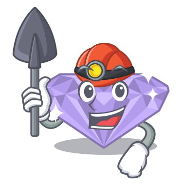 Bir karikatür çanta içinde Madenci menekşe elmas