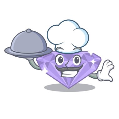 Bir karikatür çantası gıda menekşe elmas ile Şef