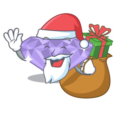 Karikatür kutusunda hediye menekşe elmas ile Santa