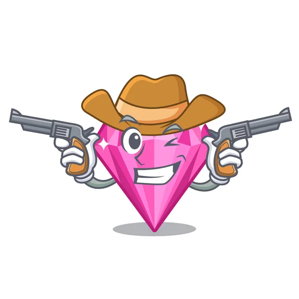 Cowboy diamante rosa acima da mesa de maquiagem personagem — Vetor de Stock