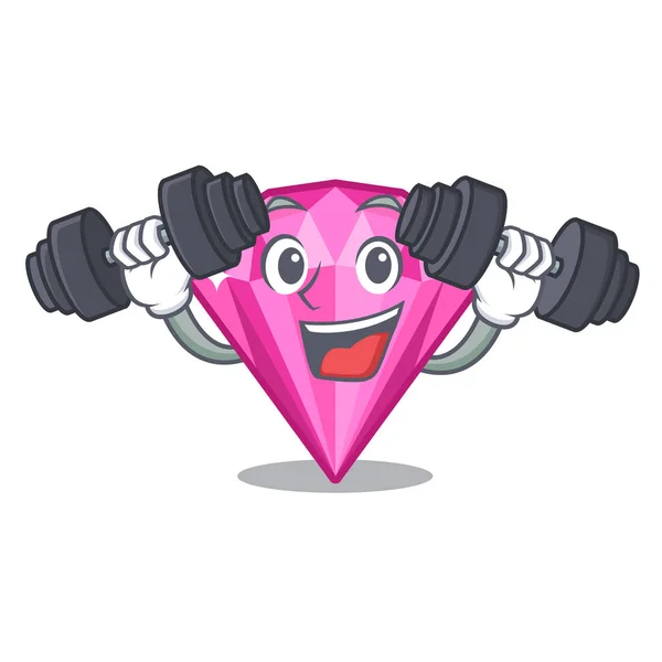 キャラクターメイクテーブルの上のフィットネスピンクのダイヤモンド — ストックベクタ