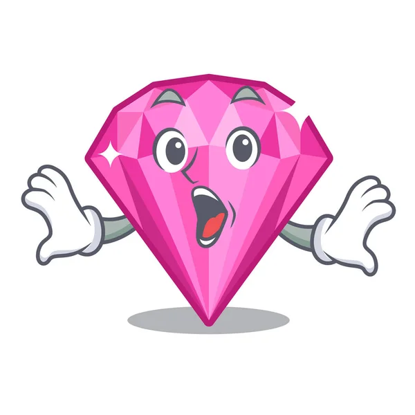 Zaskoczony różowym diamentem w kształcie maskotki — Wektor stockowy