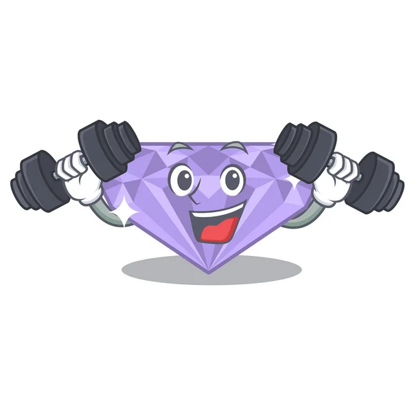 Diamant violet fitness dans la boîte de mascotte — Image vectorielle