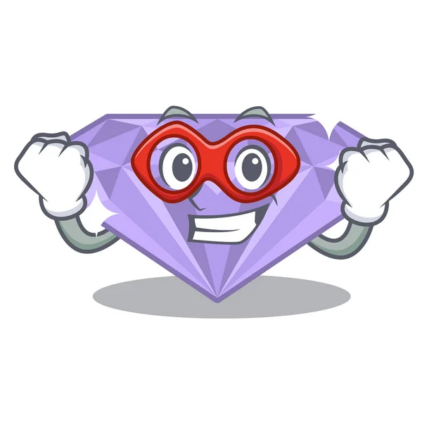 Super eroe viola diamante isolato con il personaggio — Vettoriale Stock