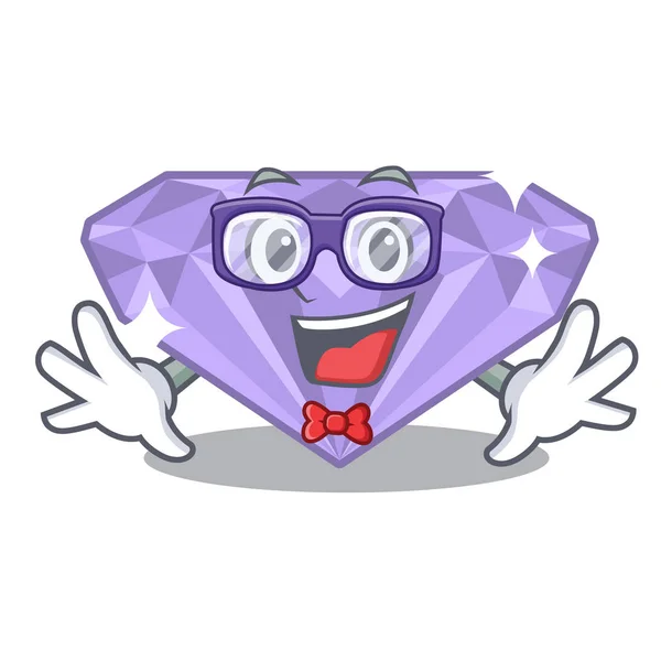 Geek fioletowy diament wyizolowany z charakterem — Wektor stockowy