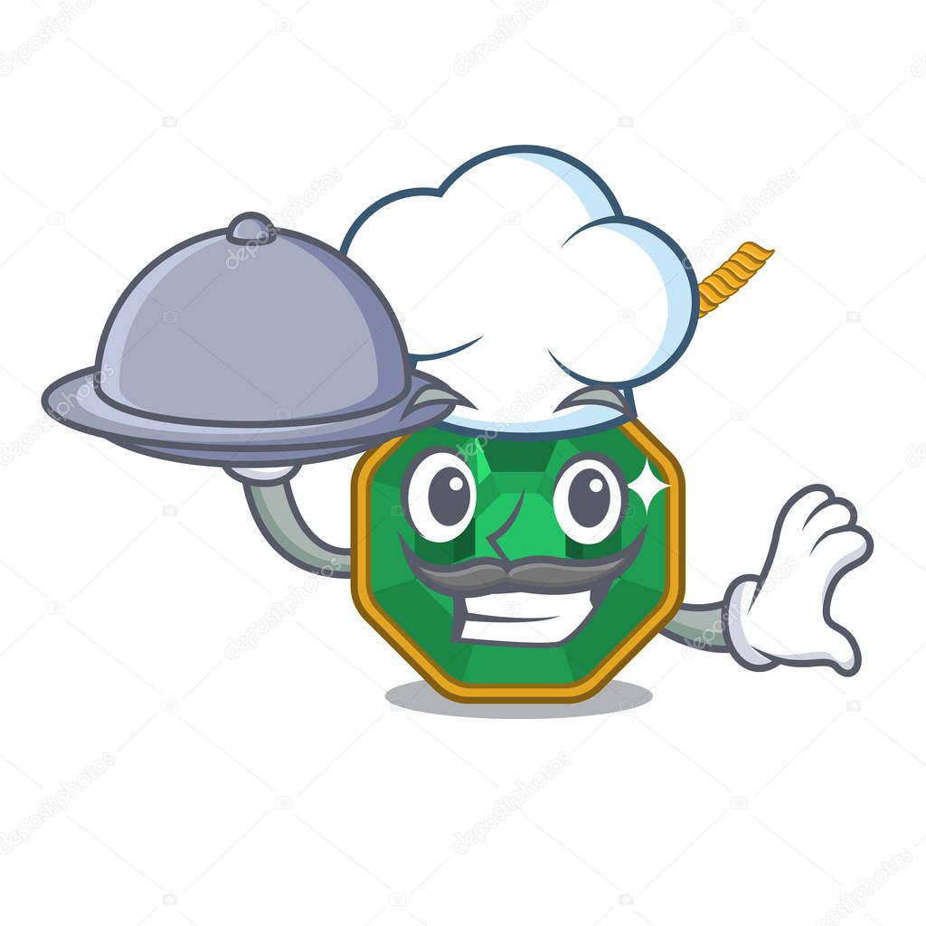Chef with food peridot jewelry in the shape character