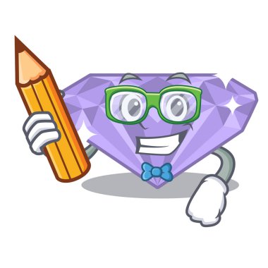 Öğrenci mor elmas karakteri ile izole