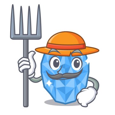 Bir karikatür kutusunda Çiftçi akuamarin mücevher