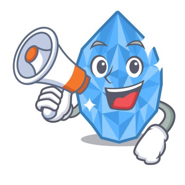 Çizgi film kutusunda megafon akuamarin mücevheriyle