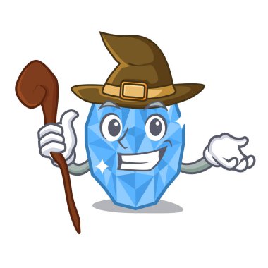 Cadı akuamarin mücevheri maskotla izole edilmiş.