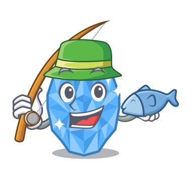 Balıkçılık akuamarin gem maskot ile izole