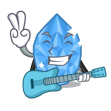 Gitar akuamarin mücevheri maskotla izole edilmiş.