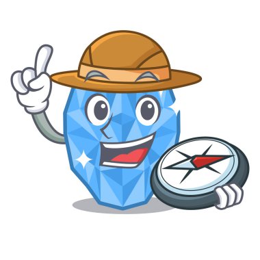 Kaşif akuamarin gem maskot ile izole