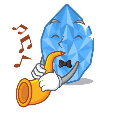 Trompet akuamarin mücevheri maskotla izole edilmiş